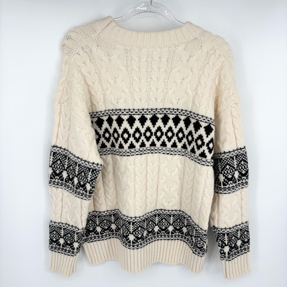 Line‎ & Dot Montana Fair Isle Sweater Size Medium NEW Cable Knit Cabin Evereve - Picture 7 of 8